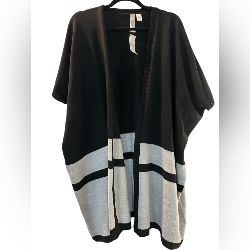 LOFT Black Grey Knit Cardigan